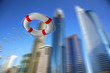 Rescue ring against skyscrapers Rescue ring against skyscrapers