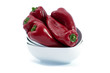fresh red peppers on white background