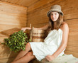 girl relaxing  in sauna