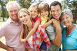 Portrait multi-generation family outdoors