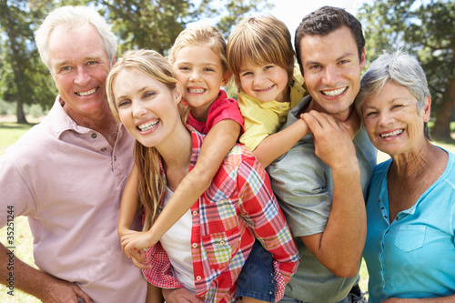 Photo: Portrait multi-generation family outdoors Portrait multi-generation family outdoors