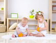 Toddlers Playing at home.Kids