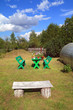 wooden furniture in summer garden