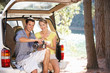 Young couple on country picnic