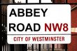LONDON, UK - JULE 06: Abbey Road sign at recording studios made LONDON, UK - JULE 06: Abbey Road sign at recording studios made