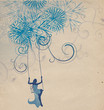 winter abstract woman silhouette retro illustration