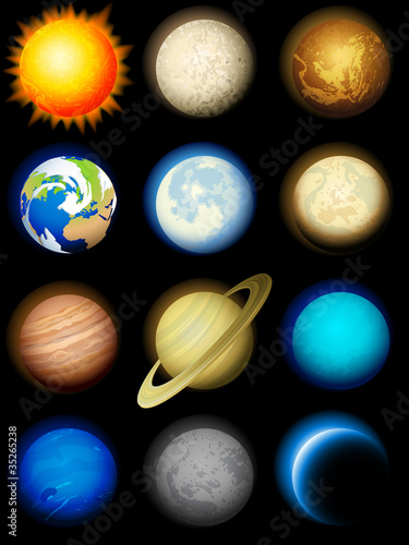 Vecteur : Solar system icons Solar system icons