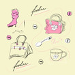 Set of female fashion accessories