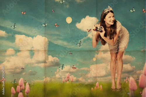 Photo: art collage with beautiful young woman art collage with beautiful young woman
