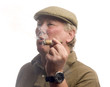 handsome middle age man smoking cigar