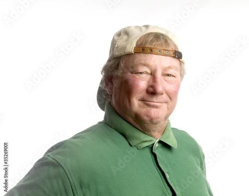 Photo: middle age senior man wearing casual hat smiling middle age senior man wearing casual hat smiling