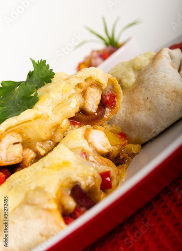 Photo: Chicken and Cheese Burritos & Salsa Chicken and Cheese Burritos & Salsa