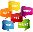 Sprechblasen 6-W-Fragewörter bunt