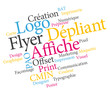 Infographie impression nuage de mots. Infographie impression nuage de mots.