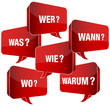 Sprechblasen 6-W-Fragewörter rot