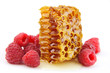 raspberries and honeycomb