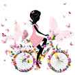 Girl on a bicycle with a romantic butterflies
