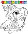 Coloring book with pirate parrot