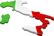 Mappa 3D di Italia con la bandiera