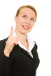 Businesswoman points his finger upward.