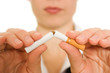 Woman breaks down the cigarette.
