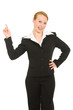 Businesswoman points his finger upward.