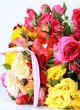 bouquet of multicolored roses, small sprays, with a heart bouquet of multicolored roses, small sprays, with a heart