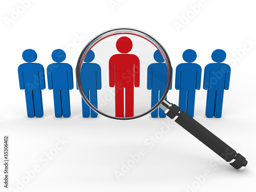 Illustration: 3d magnifying glass team 3d magnifying glass team