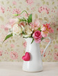 Bouquet of white and pink roses in the pot Bouquet of white and pink roses in the pot