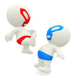 3D wrestlers fighting