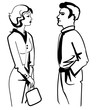 Illustration: Vector stylized Man and Woman icon over white background Vector stylized Man and Woman icon over white background