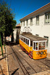 Typical yellow tram in Lisbon, Portugal
