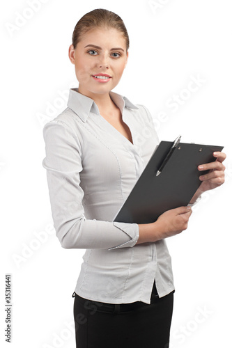 Photo: Business woman with clipboard Business woman with clipboard
