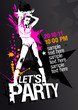 Let`s Party design template with fashion girl and place for text