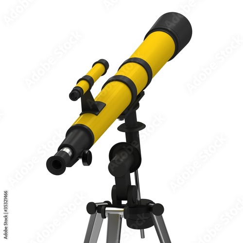 Illustration: Yellow telescope on a white background Yellow telescope on a white background