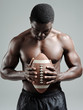 Muscular american football player