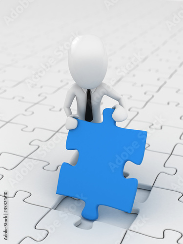 Illustration: 3D Render of a business man thinking 3D Render of a business man thinking