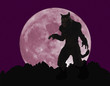 A Werewolf Stands Menacingly Before a Full Moon A Werewolf Stands Menacingly Before a Full Moon
