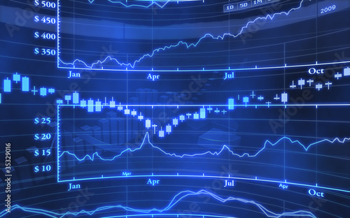 Illustration: Blue abstract stock market graph Blue abstract stock market graph