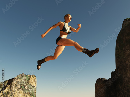 Illustration: woman jumping over the pass woman jumping over the pass
