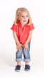 Leaning pretty little girl