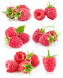 Foto: set raspberry with green leaf set raspberry with green leaf