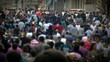 crowd of people walking