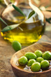 Olive oil with fresh olives