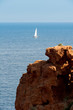 France, Alpes Maritimes, massif de l' Estérel, bateau au Trayas