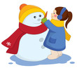 Girl with snowman