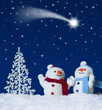 雪だるまと流れ星