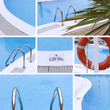 Pool Wasser Schwimmen Sommer collage
