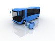 Bus and luggage on a white background Bus and luggage on a white background