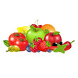 Fruits And Vegetables, Isolated On White Background, Vector Illu